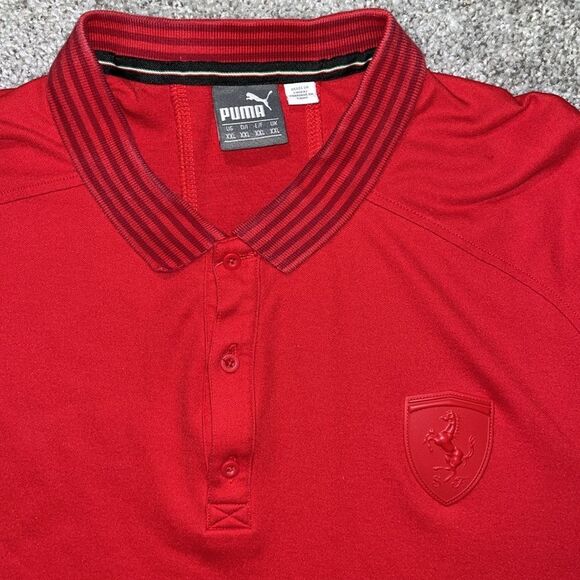 Cotton Poly Blend Ferrari Red Road Racer Shield Polo Golf Shirt XXL Puma Mens - Picture 1 of 8